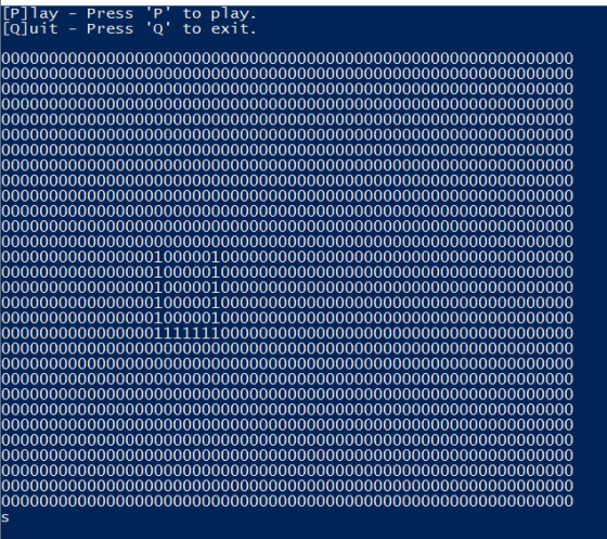 [P]lay - Press P to play. [Q]uit - Press Q to exit. 000000000000000000000000000000000000000000000000000000000000 00000000
