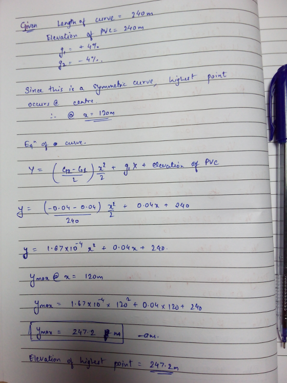 240n Lo ven +47 41 Sinee thuis it a Spmnehie curve occurs cetre witutpoint Pve 2 24 Elevation-o-hilut pint: 247,2 m