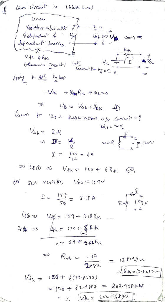 leivon circuit is (black box) si linear + 9 f Yesistive nhw with & Independent 4 Uphy dependud sources Vaib loy Gym Reth. uth