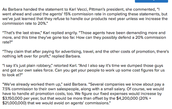 As Barbara handed the statement to Karl Vecci, Pittmans president, she commented, I went ahead and used the agents 15% com