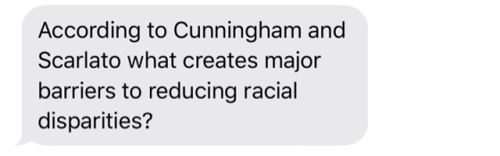 According to Cunningham and Scarlato what creates major barriers to reducing racial disparities?