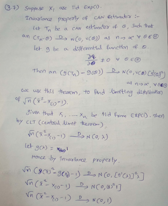 (3 ) Suppose x, aoe iid ExpC). let 9 be a dpeentl function of o asn->cN,า/Ge@ tence by