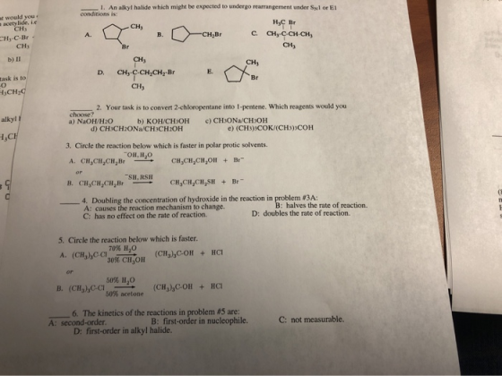 1. An alkyl halide which might be expected to undergo rearrangement under Sylor El conditions is: HAC Br A. B. [ CH,Br c . CH