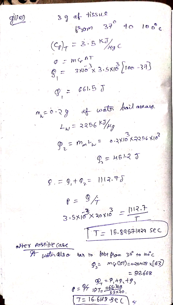 giver 39 af tissue from 37 yo MO°C 3.5 (Colt KJ 1149c т се АТ 3x10?x 3.5X10 xio {100 - 373 S 661.5 J g , ma=0.28 of water ba