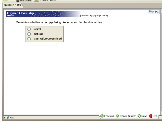 Determine whether an empty 3-ring binder would be