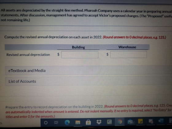 All assets are depreciated by the straight-line method. Pharoah Company uses a calendar year in preparing annual statements.