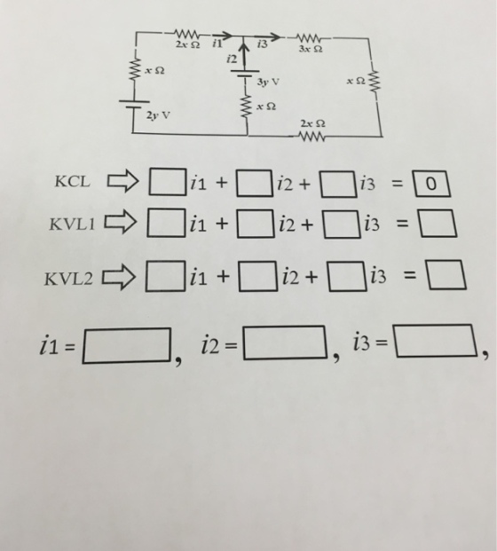3x Ω i2 at 2x Ω KCL i2 + | |13 =10 12 + 13 13 11= 12 = 13=