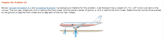 Chapter 09, Problem 19 Review Concept Simulation 9.2 and Conceptual Example 7 as background material for this problem. A jet