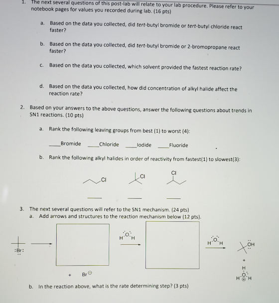 1. The next several questions of this post-lab will relate to your lab procedure. Please refer to your notebook pages for val