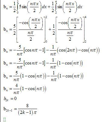 их NITX b, 5 sin dx + Sin 2 2 nTX -COS 2 nTX -COS 2 5 1 b = + 12 n 2 nat 2 2 II n 7177 5 b 3 [cos nn – 1] - 1 (cos(2017) – co