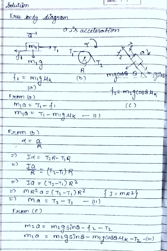 DATE! solution Free Joo dy diagram as acceleration a ad РТ, To av mg fo zgsins- miguk (B) te meglasses mia = Ti-fi (0) - 0) R