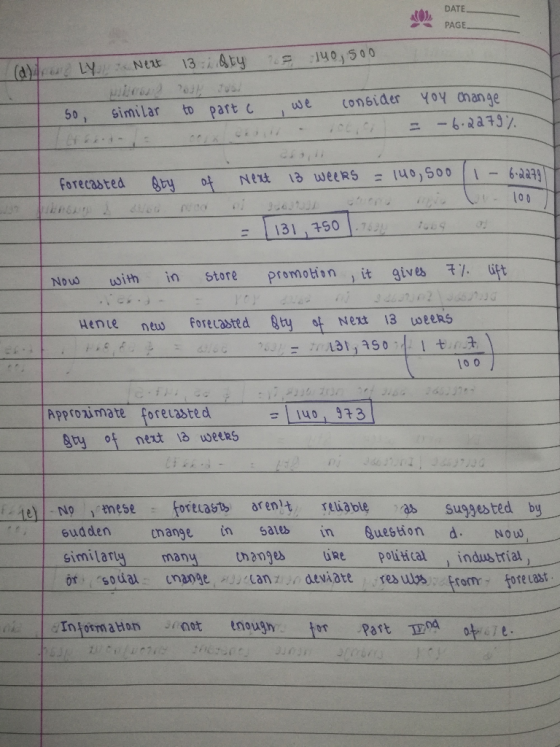 DATE PAGE = 140,soo (d) rand Ly Next 13 ile ? - so similar to Effet Sty US! part c we - consider 06.; you change = -6.2279%.