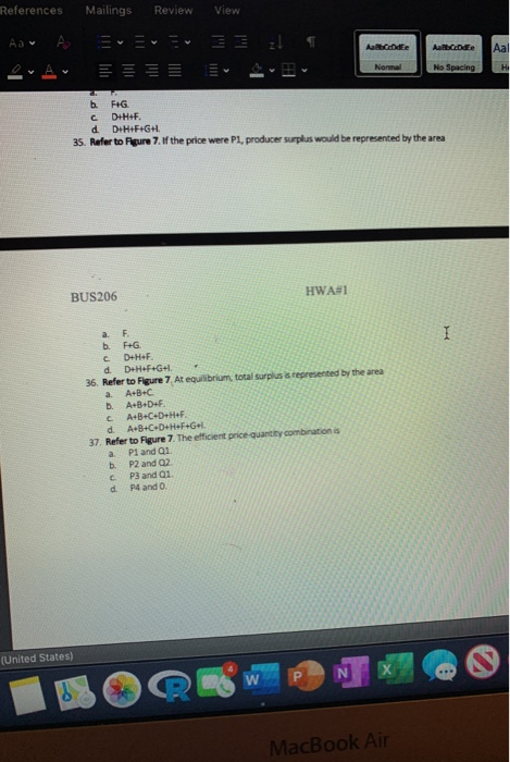 References Mailings Review View Aav A 33 21 1 Ad Aabende Aal No Spacing b. FAG C D +H+F. d D +H+F+G+ 35. Refer to figure 7. I