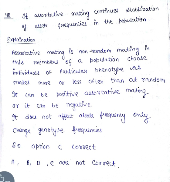 48 gf assortative mating continues establization og allele frequencies in the population Assortative mating mates more ०४ Exp