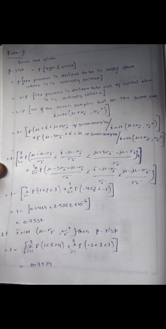 Rule F ß.risk from the given P [type I error] process is decided to be in conting state where it is actually shifted.] 1-P th