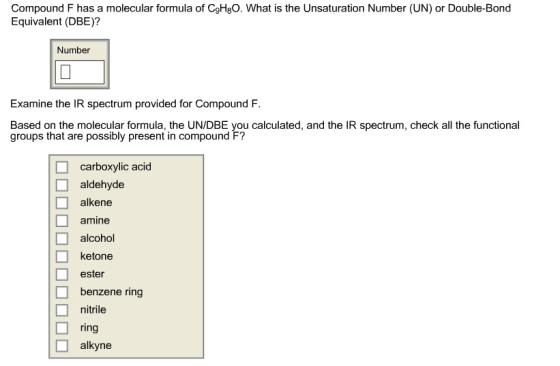 Compound F has a molecular formula of CgHgO. What