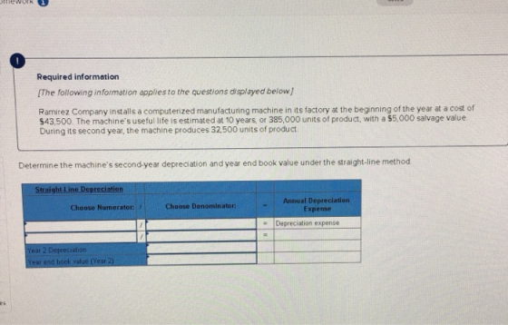 Required information [The following information applies to the questions displayed below) Ramirez Company installs a computer
