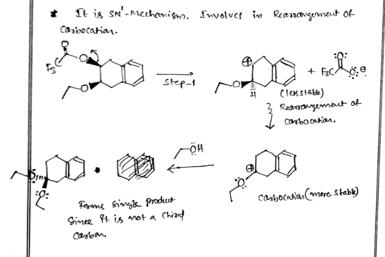 It is Sn-Mechanism. Involves in Clobecaria. Recrrangemaut of : Step- + F3Cth Clexs stable) Rearrangement of carbocation. Clo