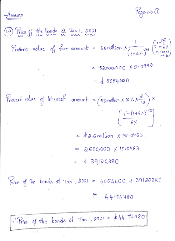 Page No 0 @ Price of the bandes et Tamil 2009 Present value of face amount = 58 million X y o (336% =46/ =:52,000,000 X0.097