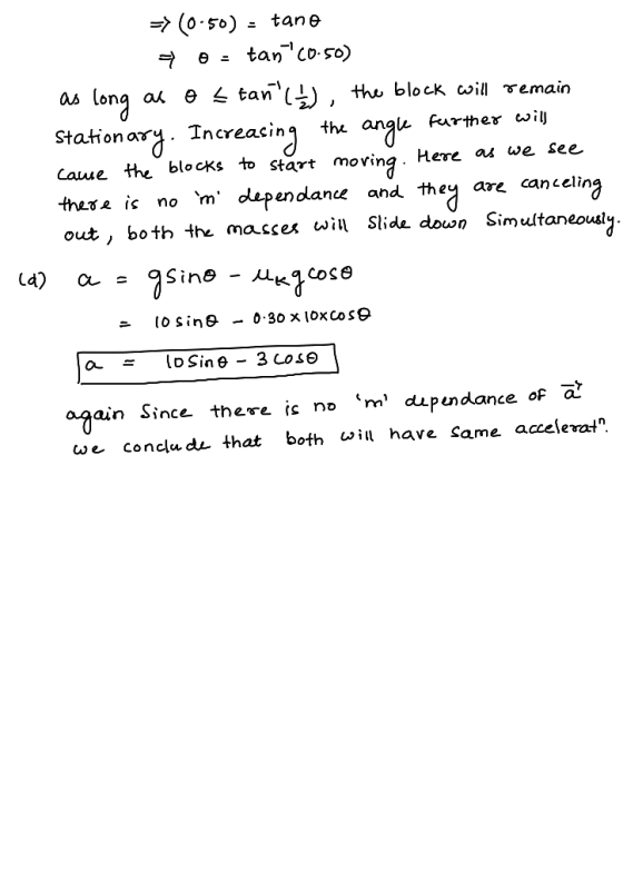 => 0-50) - tane ą o = tanico.50) as long as a stanic), the block will remain Stationary. Increasing the angle further will ca