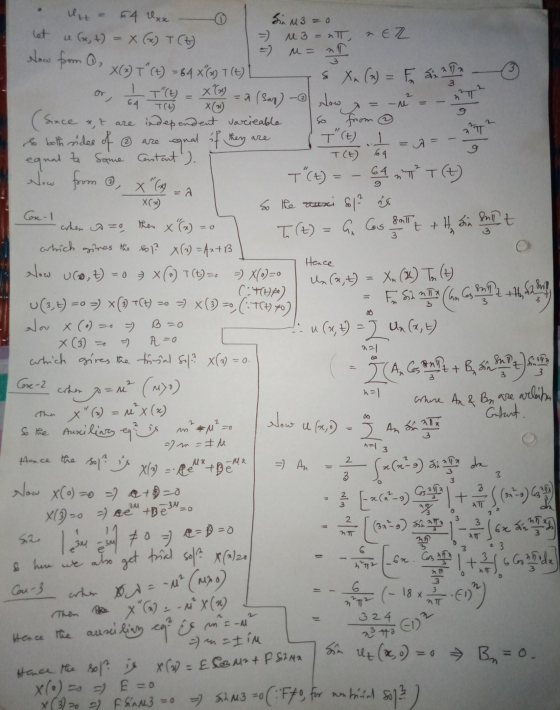 Sin M3 z a let Now from , 3 or 64 T(+) = A= equal Now from & , *6 = A To (t) = G. Cas 8ml t + H sin fullt 3 3 (+(HF) Xn (2) T