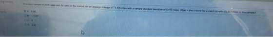 2008 to the market has an average of 71 470 miles with a sample sandard ration of 470 ms What is the core o r 0.300 m in samp
