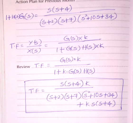Action Plan for Previous MMU S(s+4) ++105+34 ㄧㄈ ReviewGs k TF