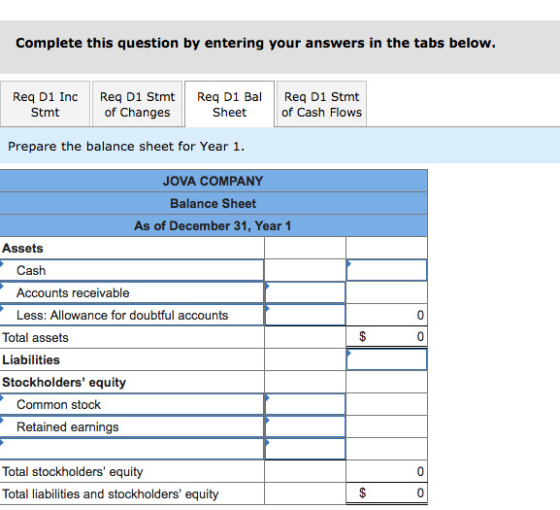 Complete this question by entering your answers in the tabs below. Reg D1 Inc Reg D1 Stmt Stmt of Changes Req D1 Bal Reg D1 S