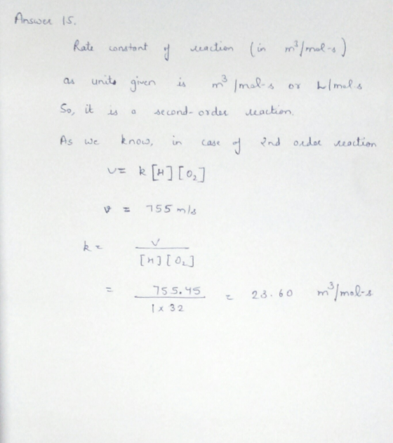 Answer is. Rate constant of eaction (in m² / omol-o) as unito given is m3 lmols or wlmalis So, it is a second-order reaction.
