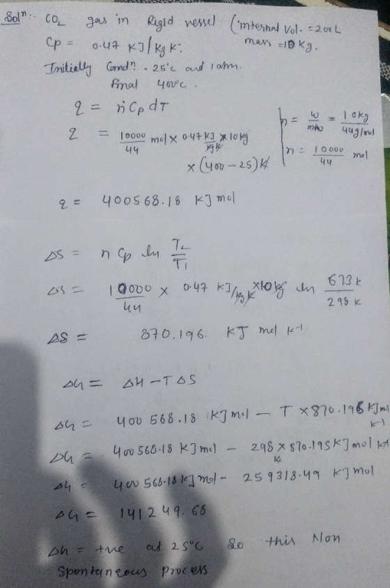CHINESE Soln mass 10 kg. co gas in Rigid vessel (internal vol. – 2004 CP = 0.47 kJ / kg K. Initially Cond? - 256 and laten. f