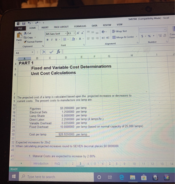 SM2.994 (Compatibility Mode] - Excel DATA FORMULAS REVIEW VIEW WH5.. FILE HOME INSERT PAGE LAYOUT 4. Cut MS Sans Serif -8.5 F