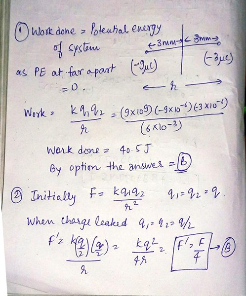 pstom & Klo-3 By option the answes 6 when chargu leaked 4 412 h Work done 40 SJ 0
