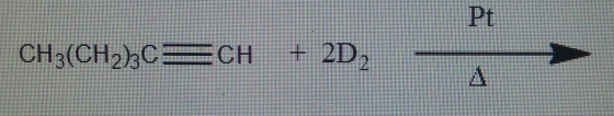 Pt CH3(CH2)3C=CH + 2D2