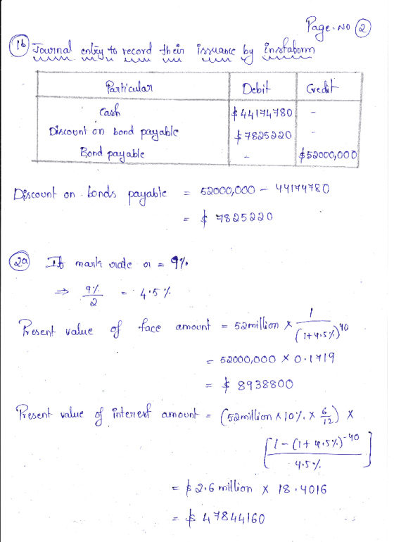 Алм. и для ул Page No ③ 0 Jowinal embryto record their immuance by instabom Particular Debit Credit $44144780 - Discount on b