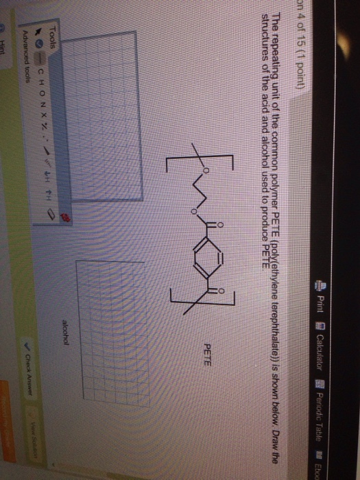 Image for The repeating unit of the common polymer PETE (poly(ethylene terephthalate)) is shown below. Draw the structur