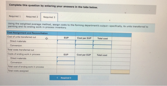 Complete this question by entering your answers in the tabs below. Required 1 Required 2 Required 3 Using the weighted averag