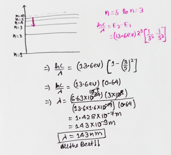 n = 5 ton 3 HD hos MP3 die - Er Er n=2 = (13.6ev) 2? 32 52 kit = h4 = (13-6ev) (2-0) = mc = (3.6ev) (0.64) 5) d= (6-63x1024)