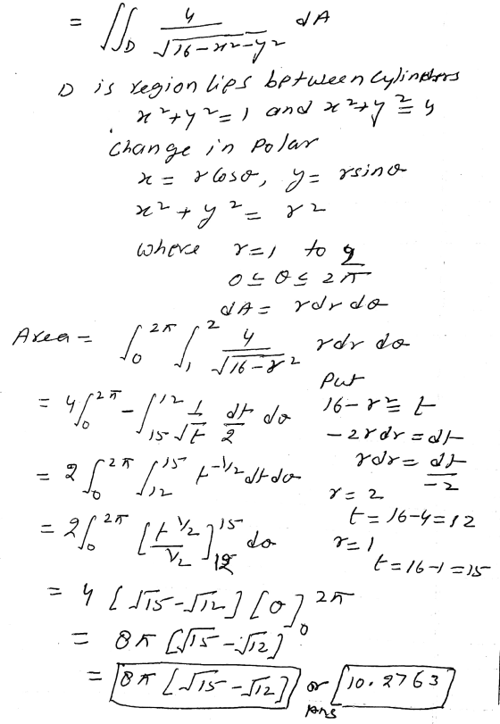 - ll. ☺ D IJD VT6-20-y. is region lips between Cylinders n²+y2=) and any s Change in Polar . x=rlose, y=rsine x2 + y2=82 wher