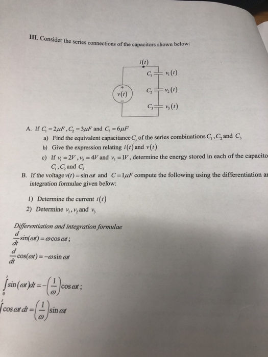 III. Consider the series connections 4. Consider the series connections of the canacitors shown below: (0) - (1) (0) C+ 01 ✓