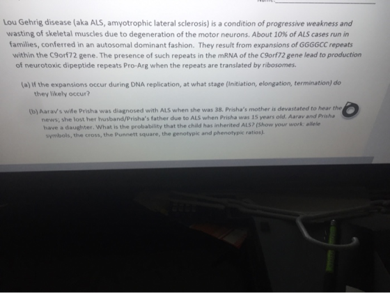Lou Gehrig disease (aka ALS, amyotrophic lateral sclerosis) is a condition of progressive weakness and wasting of skeletal mu