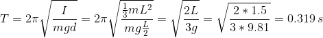 T = 271 m2 mg / 2* 1.5 V 3 * 9.81 = 0.319 s mgd