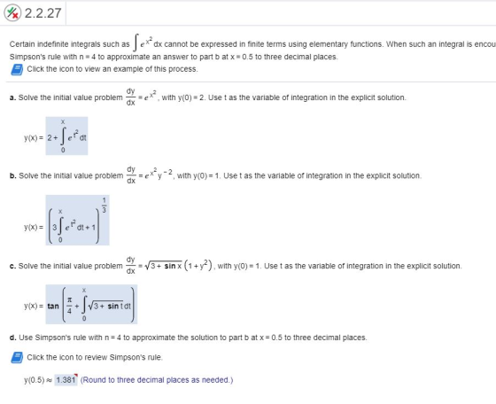 % 2.2.27 Certain indefinite integrals such as ex dx cannot be expressed in finite terms using elementary functions. When such