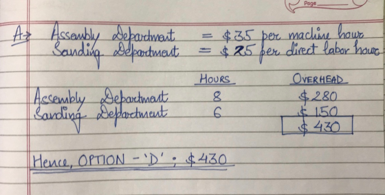 Page $35 per machine hour = $ 25 per direct labor hows Az Assembly Separtment Sounding Separtment Assembly Department Landing