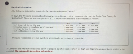 Required information The following information applies to the questions displayed below) In 2021, the Westgate Construction C