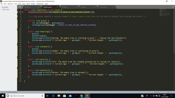 - C\Users\CEBRUSIUM\Desktop Maple Tree.java (Code) - Sublime Text (UNREGISTERED) Eile Edit Selection Find View Goto Tools Pro