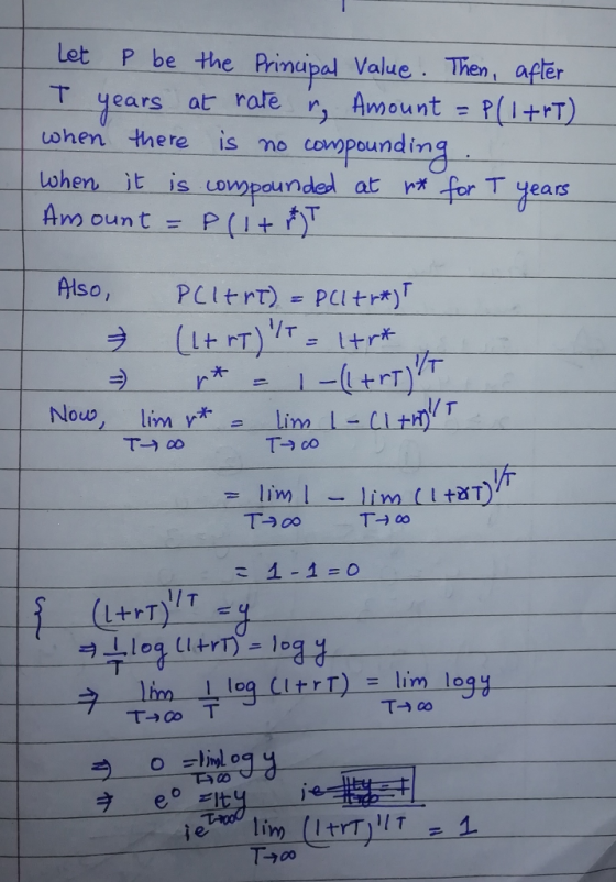 Let P be the Primapal Value . Then, aflter T-years-at-role-y Amount = p(1+1) Cohen there ismo co Pounding Also, PCI trT)=PLI