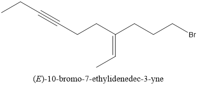 Br (E)-10-bromo-7-ethylidenedec-3-yne