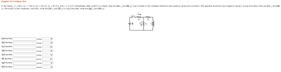 Chapter 30, Problem 054 In the figure, 3 = 148 V, R1 = 7.83 2, R2 = 16.92, R3 = 40.0 2, and L = 2.13 H. Immediately after swi
