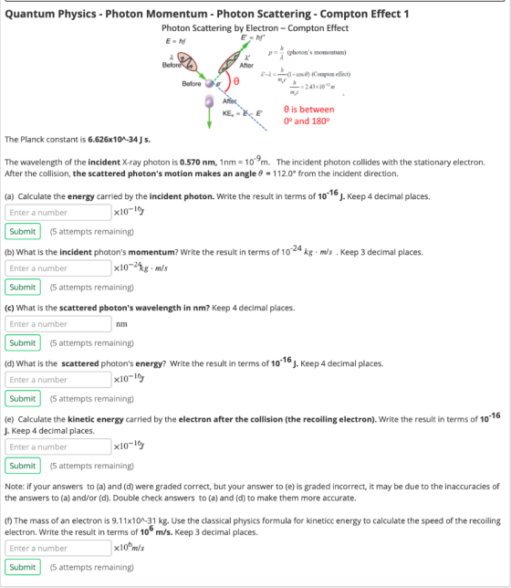 Quantum Physics - Photon Momentum - Photon Scattering - Compton Effect 1 Photon Scattering by Electron - Compton Effect Ehf E