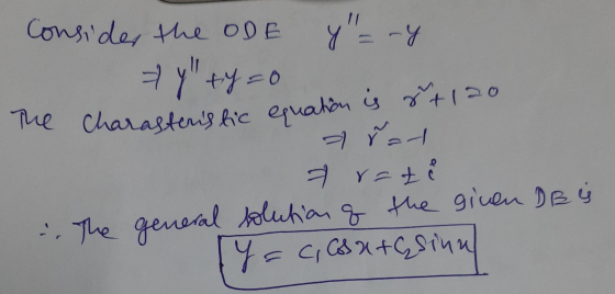 consider the ODE y= -y 8+120 The charasteristic equation is i. The general & rati solution of the given DB is Y = C, 6B x te